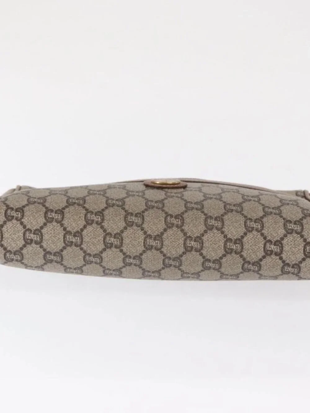 GUCCI GG Plus Supreme Clutch Bag PVC Beige Auth 168722